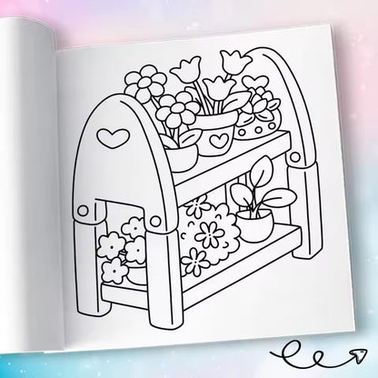 TINY GARDENS Coloring Book for Adults, A Perfect Gift for Party and Birthday, Features Bold, Easy Patterns and Cute Draw