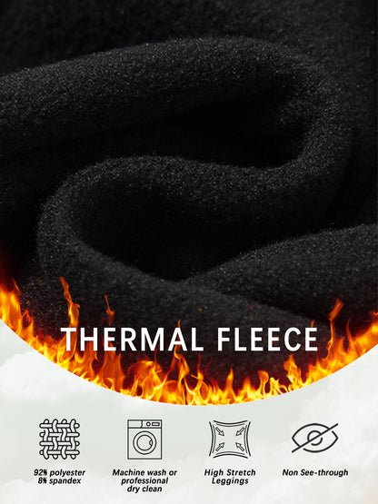 Thermal Warm Pants For Cold Winter Running, Plus Size Super Soft Fleece Lined Leggings, Workout Yoga Running