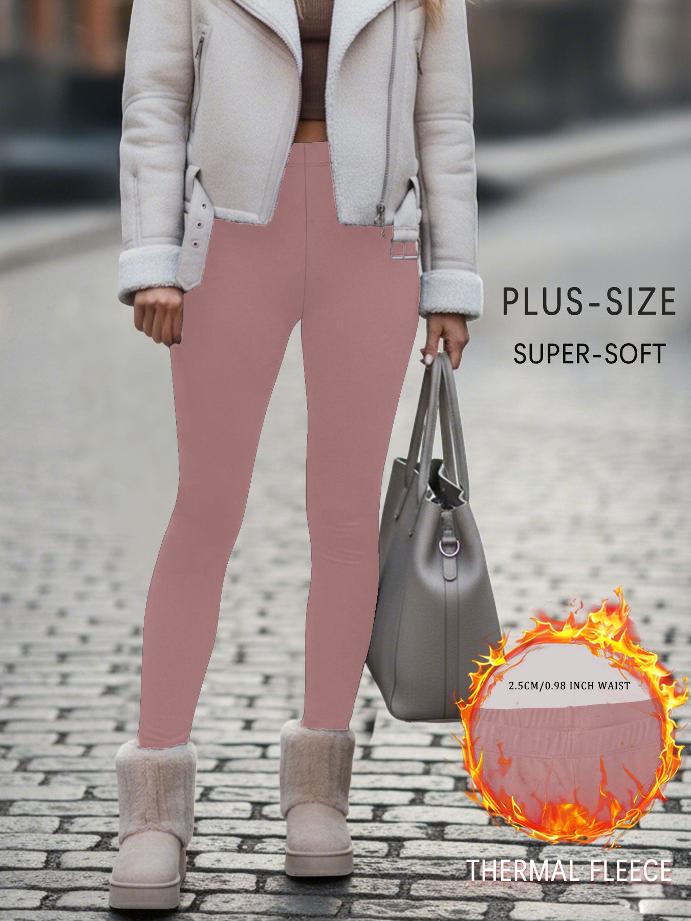 Thermal Warm Pants For Cold Winter Running, Plus Size Super Soft Fleece Lined Leggings, Workout Yoga Running