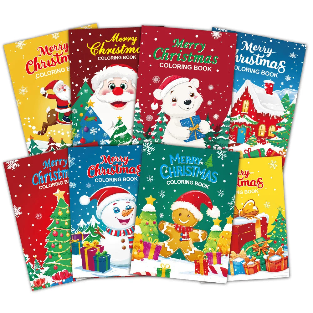 Christmas Puzzle Coloring Book, Kids Holiday Party Theme Gift, Cartoon Painting Toy