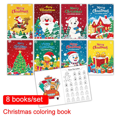 Christmas Puzzle Coloring Book, Kids Holiday Party Theme Gift, Cartoon Painting Toy