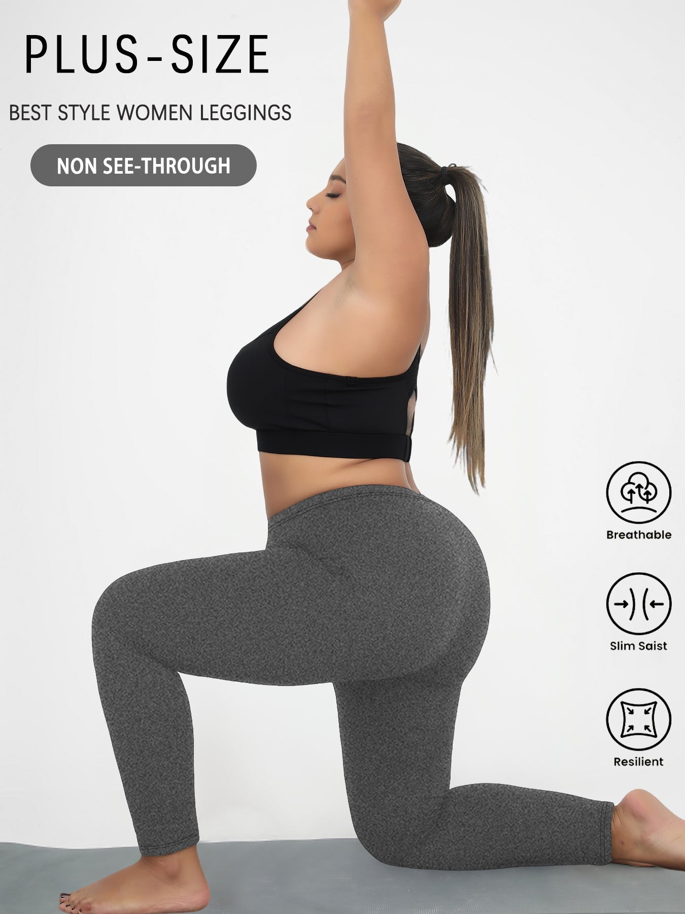 Super Soft Plus Size Leggings, No See Through, High Waist Yoga Running Athletic Workout Pants for Women