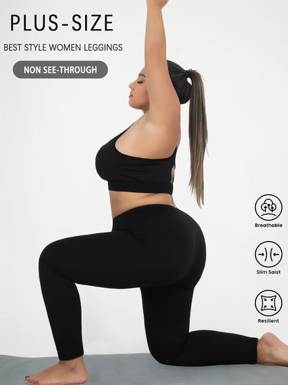 Super Soft Plus Size Leggings, No See Through, High Waist Yoga Running Athletic Workout Pants for Women
