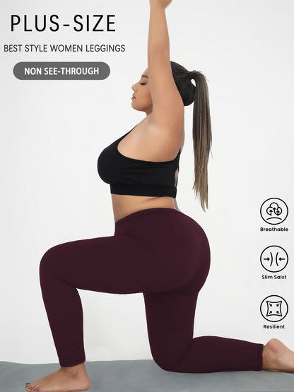 Super Soft Plus Size Leggings, No See Through, High Waist Yoga Running Athletic Workout Pants for Women