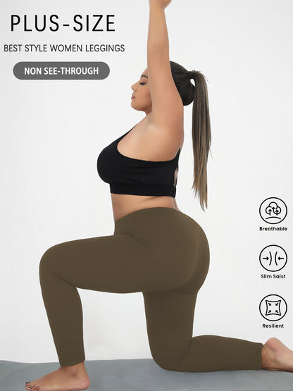 Super Soft Plus Size Leggings, No See Through, High Waist Yoga Running Athletic Workout Pants for Women