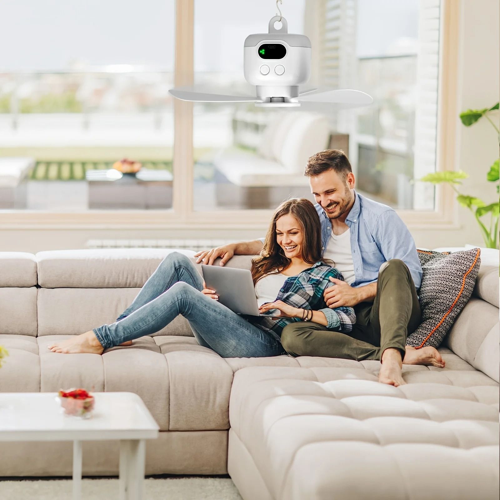 Portable Ceiling Fan 8000mAh Rechargeable Camping Fan With LED Light And Remote Control 2