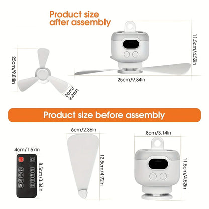 Portable Ceiling Fan 8000mAh Rechargeable Camping Fan With LED Light And Remote Control 5