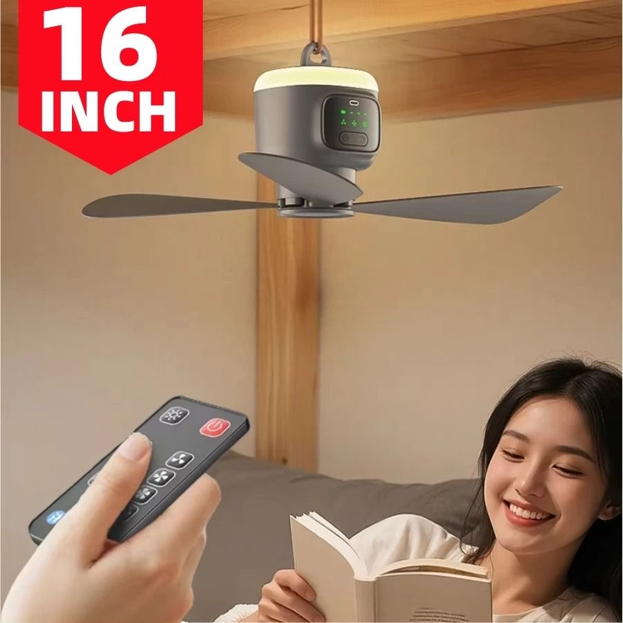 XIAOTREE Portable 12000mAh USB Rechargeable Remote Control Camping Ceiling Fan