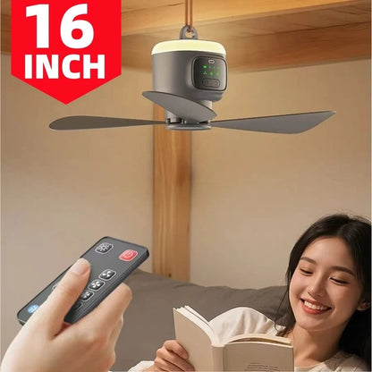 XIAOTREE Portable 12000mAh USB Rechargeable Remote Control Camping Ceiling Fan