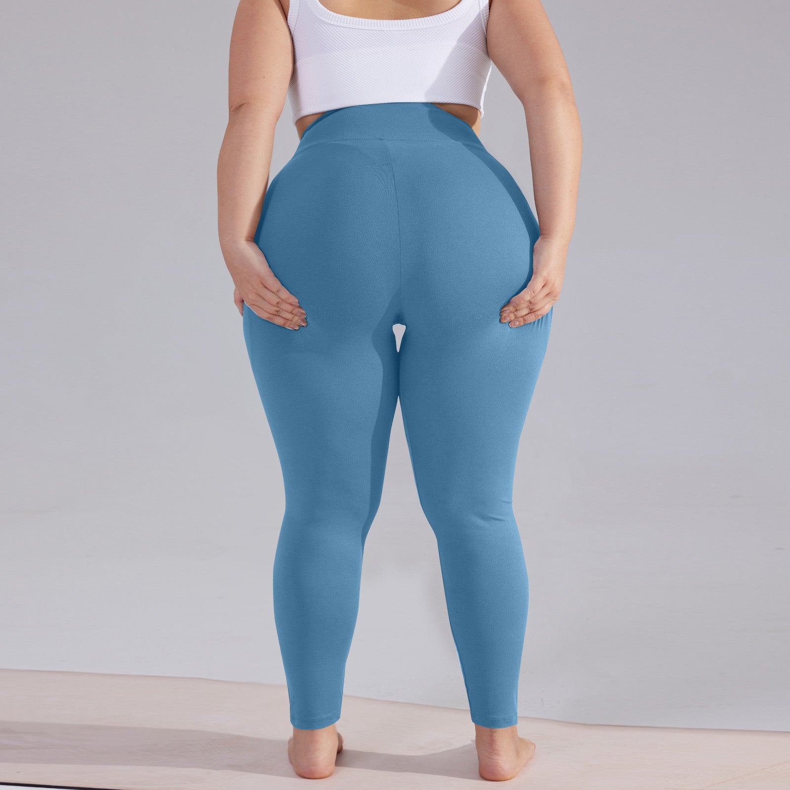 High Waisted Yoga Pants For Women Plus Size Hip Lift Athletic Leggings With Pockets Solid Color Cap 2