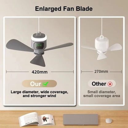 Portable Ceiling Fan 12000mAh Rechargeable Camping Fan With Remote Control And LED Light 1