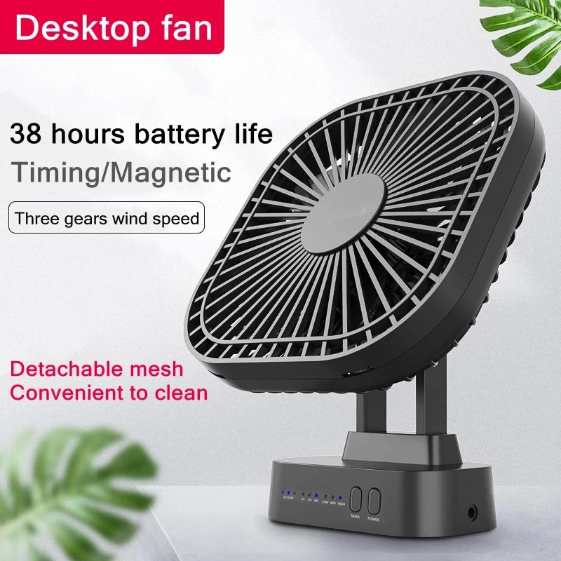 Mini USB Rechargeable Battery Fan with Timer 3 Speed 7 Blade Portable Quiet Fan