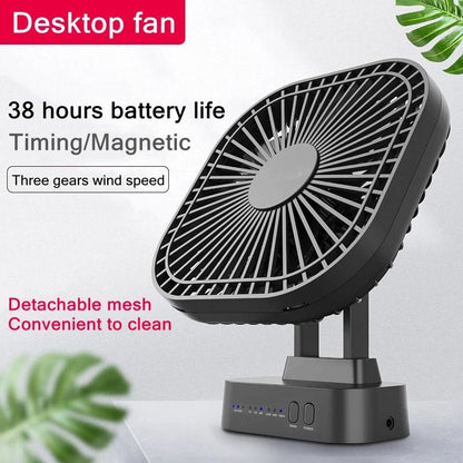 Mini USB Rechargeable Battery Fan with Timer 3 Speed 7 Blade Portable Quiet Fan