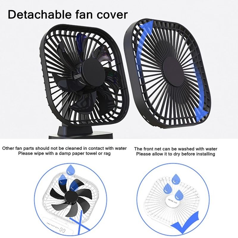 Mini USB Rechargeable Battery Fan With Timer 3 Speed 7 Blade Portable Quiet Fan 5