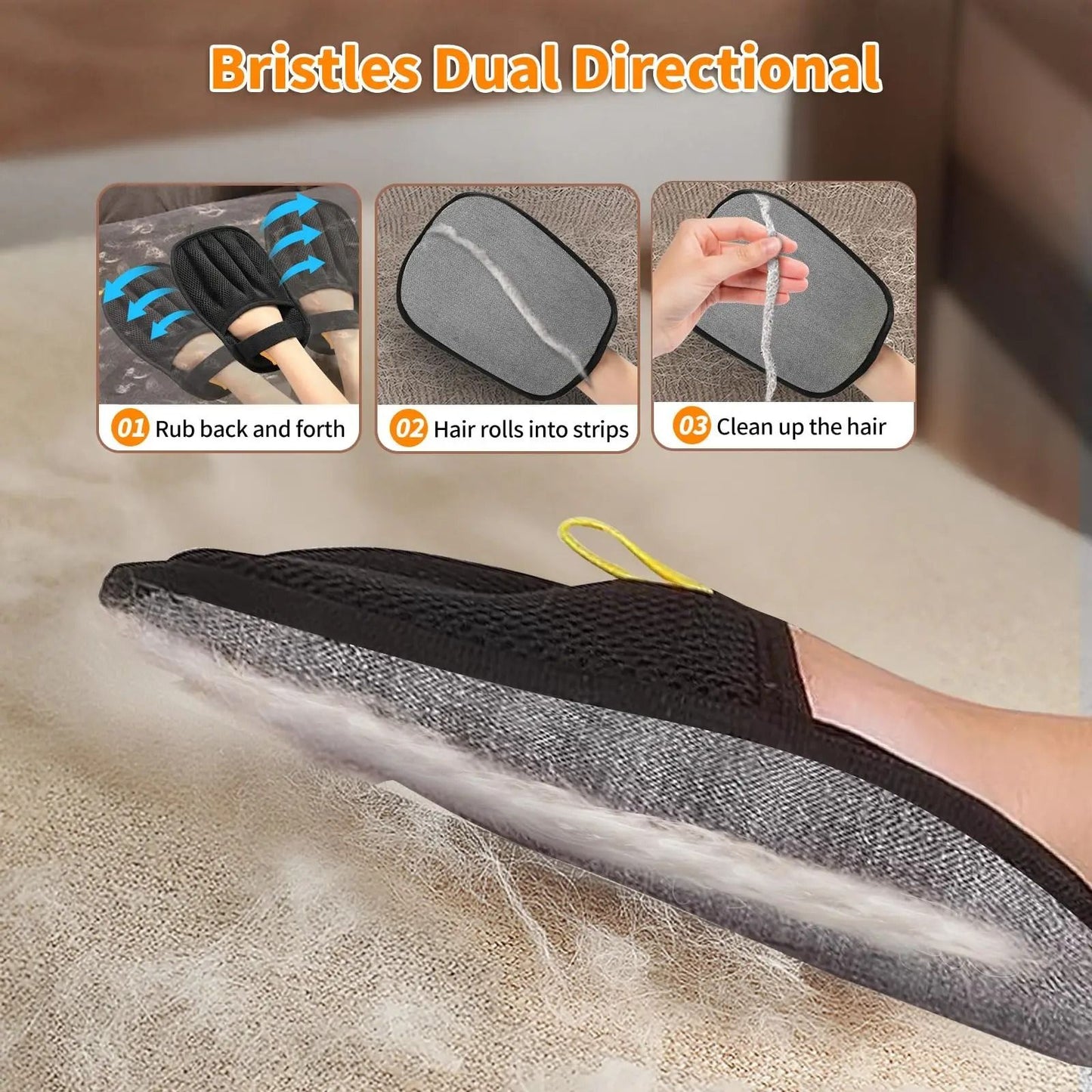 Pet Hair Removal Glove For Cats And Dogs Reusable Electrostatic Five Finger Hair Remover 2
