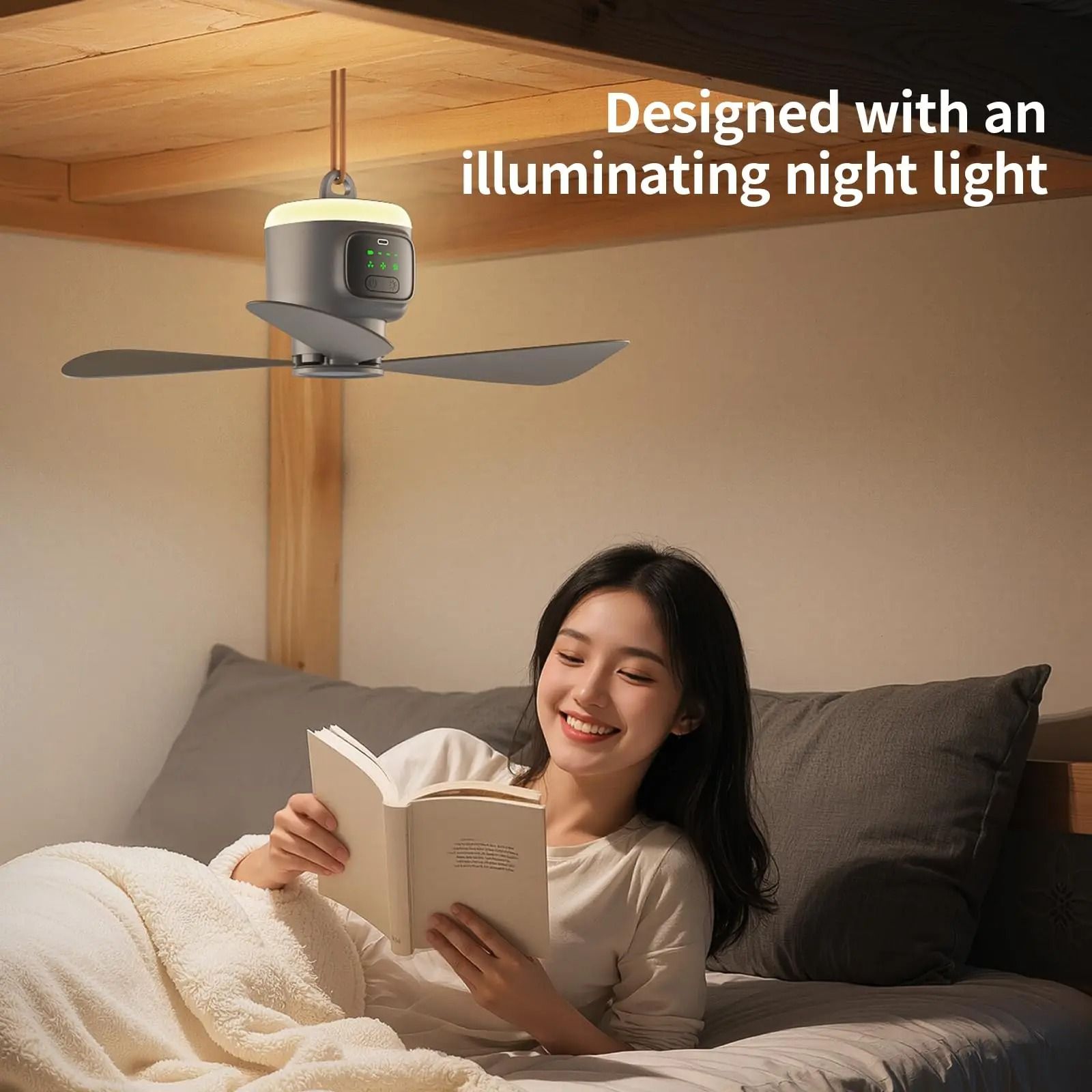 Ceiling Fan 12000mAh Wireless Portable Camping Fan With Lighting And Remote Control 3