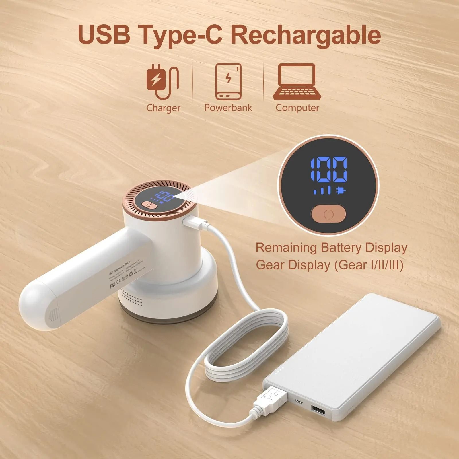 Electric Fabric Shaver Digital Display Rechargeable Lint Remover For Clothing And Blanket 2