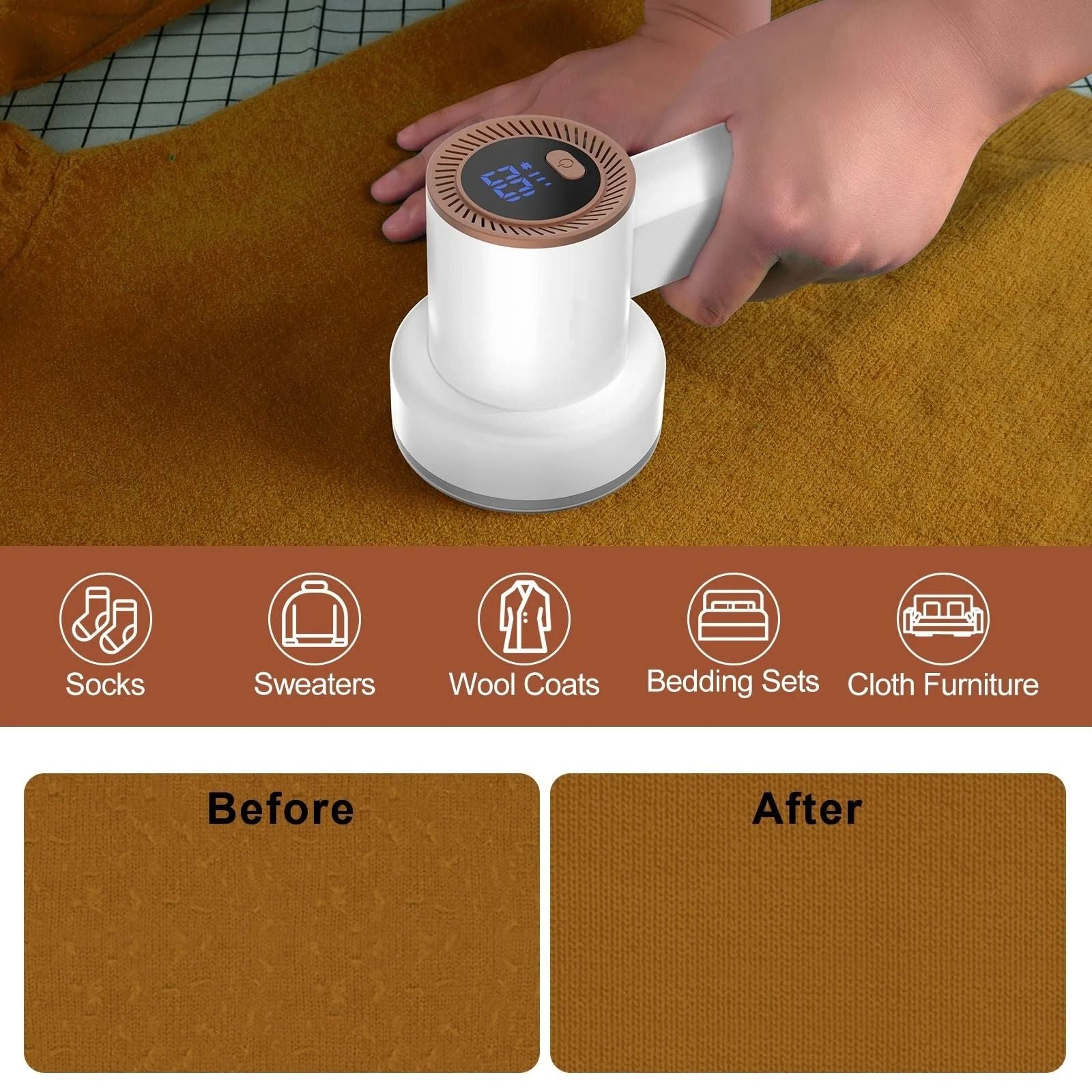 Electric Fabric Shaver Digital Display Rechargeable Lint Remover For Clothing And Blanket 4