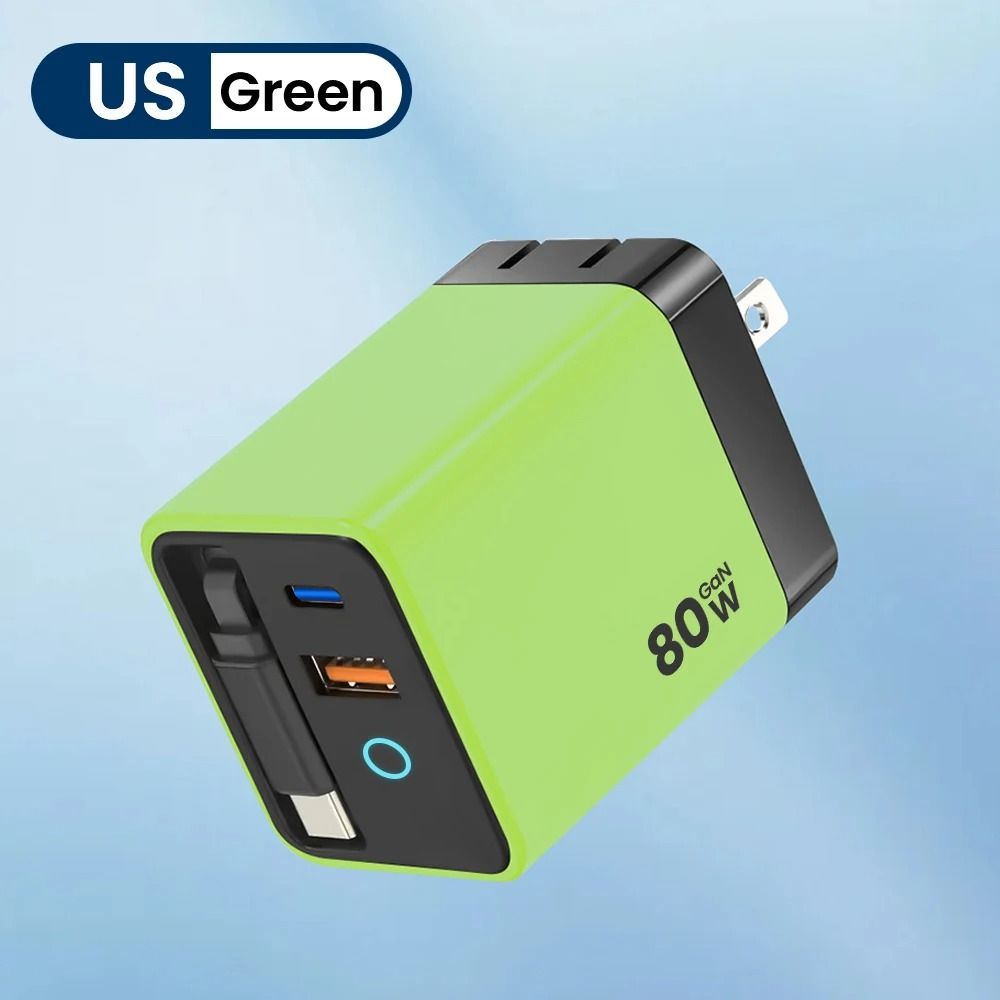 80W Fast Charging Type C USB Charger With Retractable Cable 13