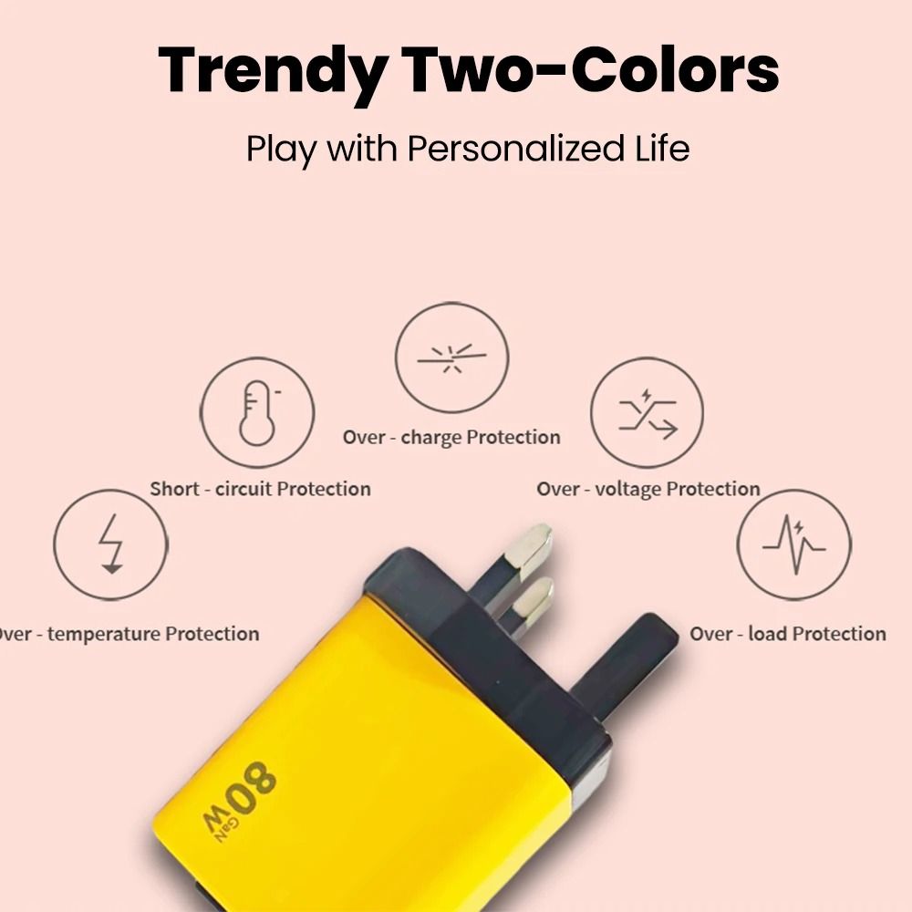 80W Fast Charging Type C USB Charger With Retractable Cable 5