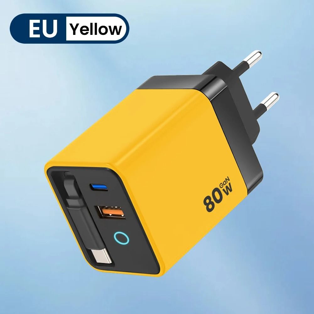 80W Fast Charging Type C USB Charger With Retractable Cable 8