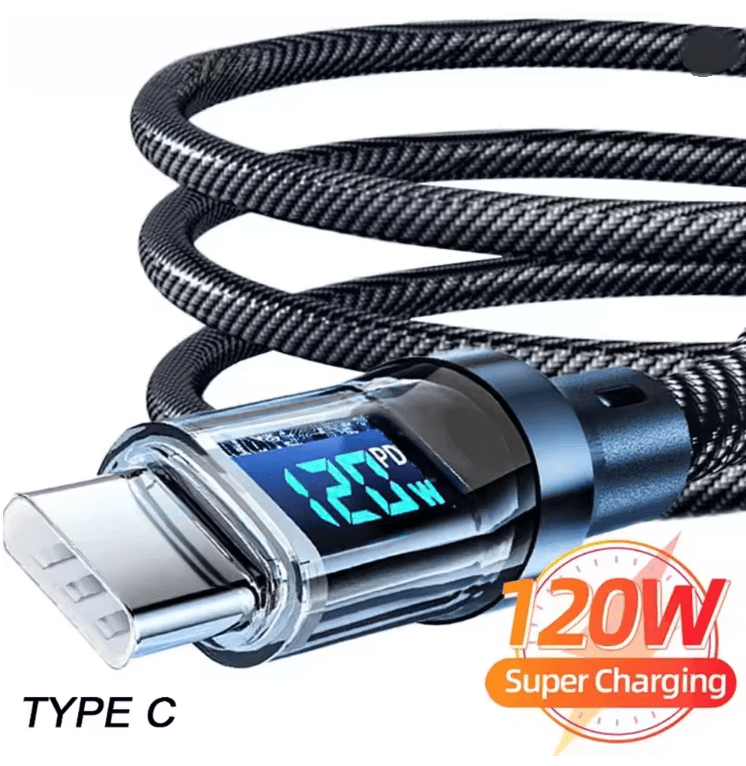 PowerFlow 120W LED Display USB-C Fast Charging Cable