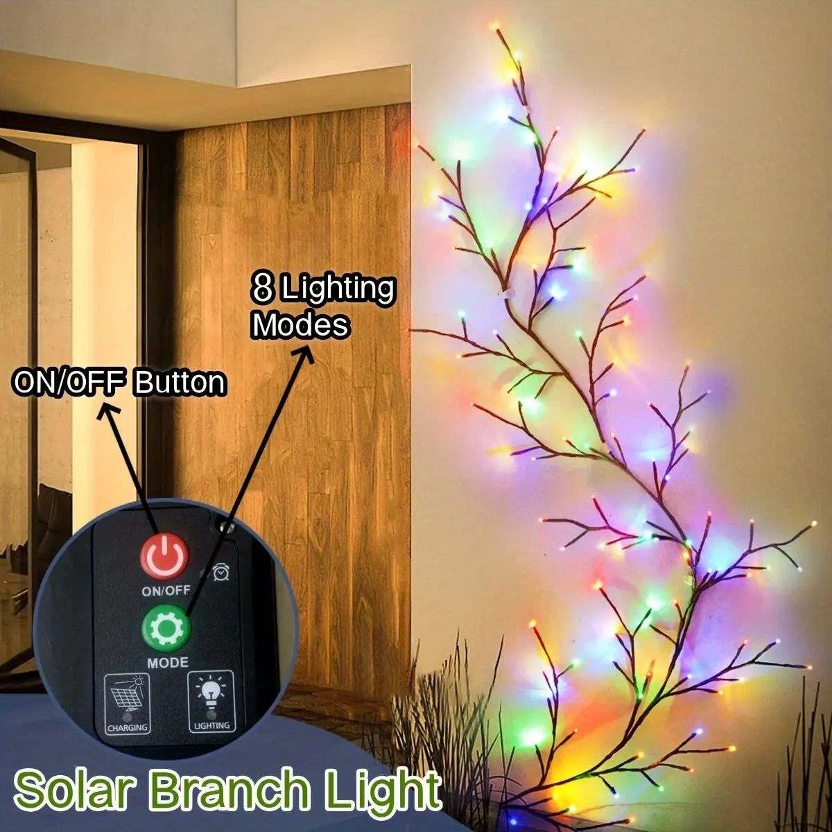 Solar Powered Willow Vine String Lights With 96 LEDs 2