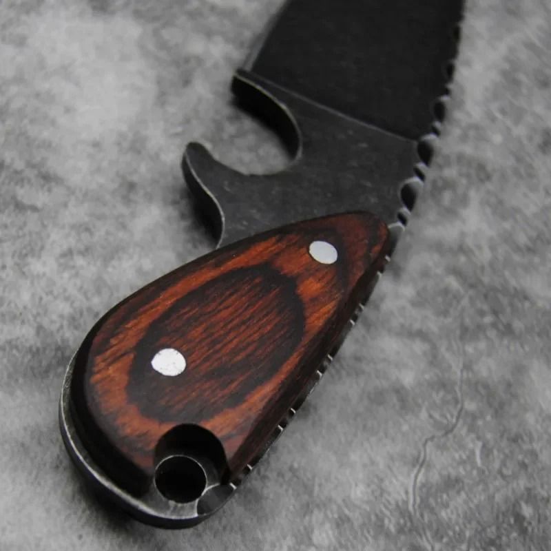Japanese D2 Steel Straight Knife With Sandalwood Handle And Sheath 4
