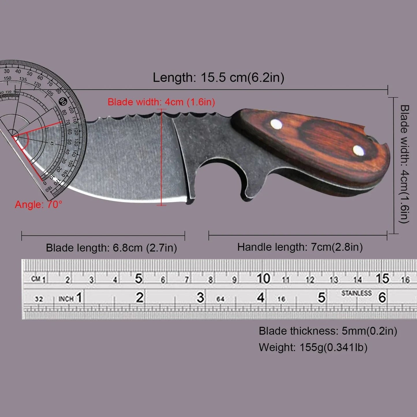 Japanese D2 Steel Straight Knife With Sandalwood Handle And Sheath 5