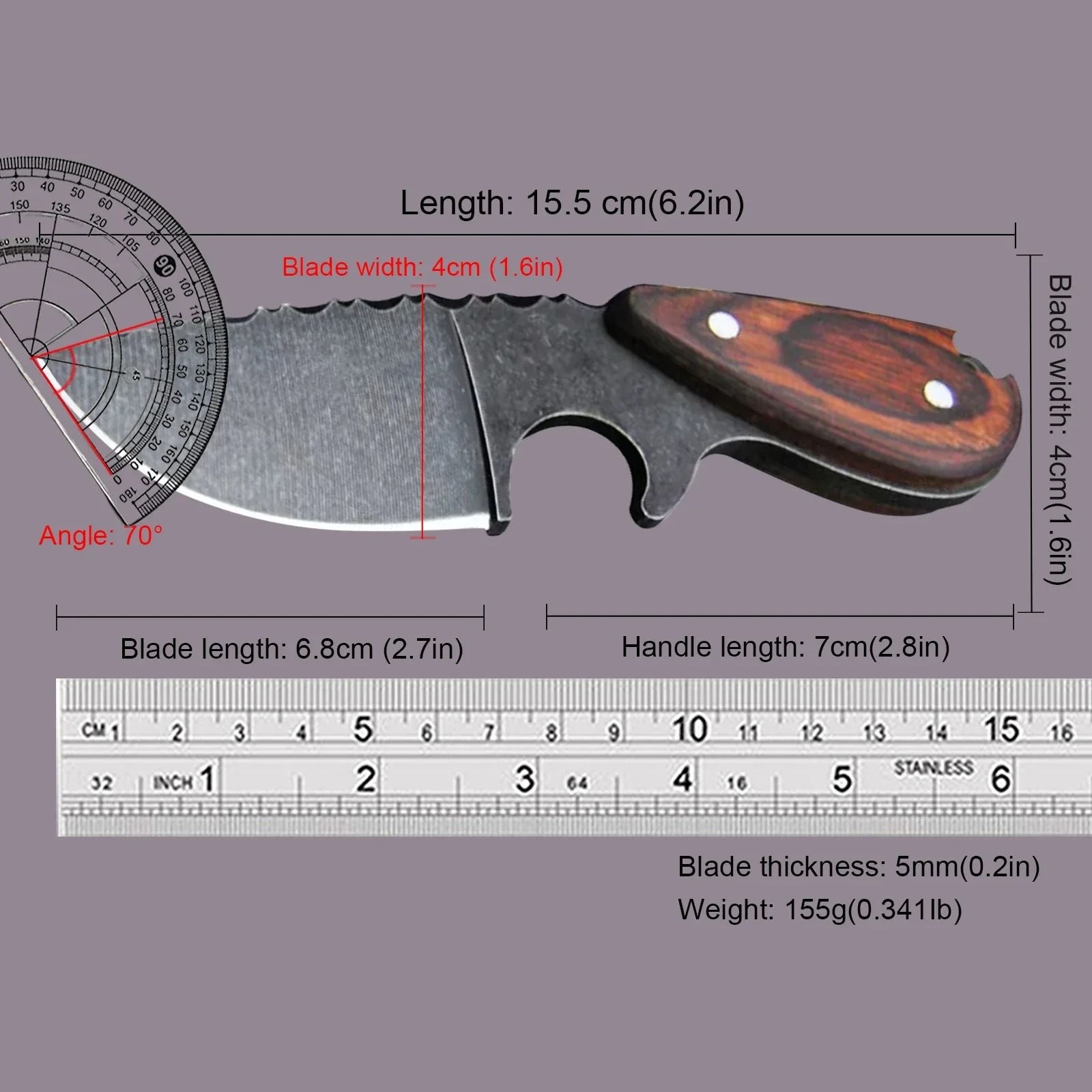 Japanese D2 Steel Straight Knife With Sandalwood Handle And Sheath 5