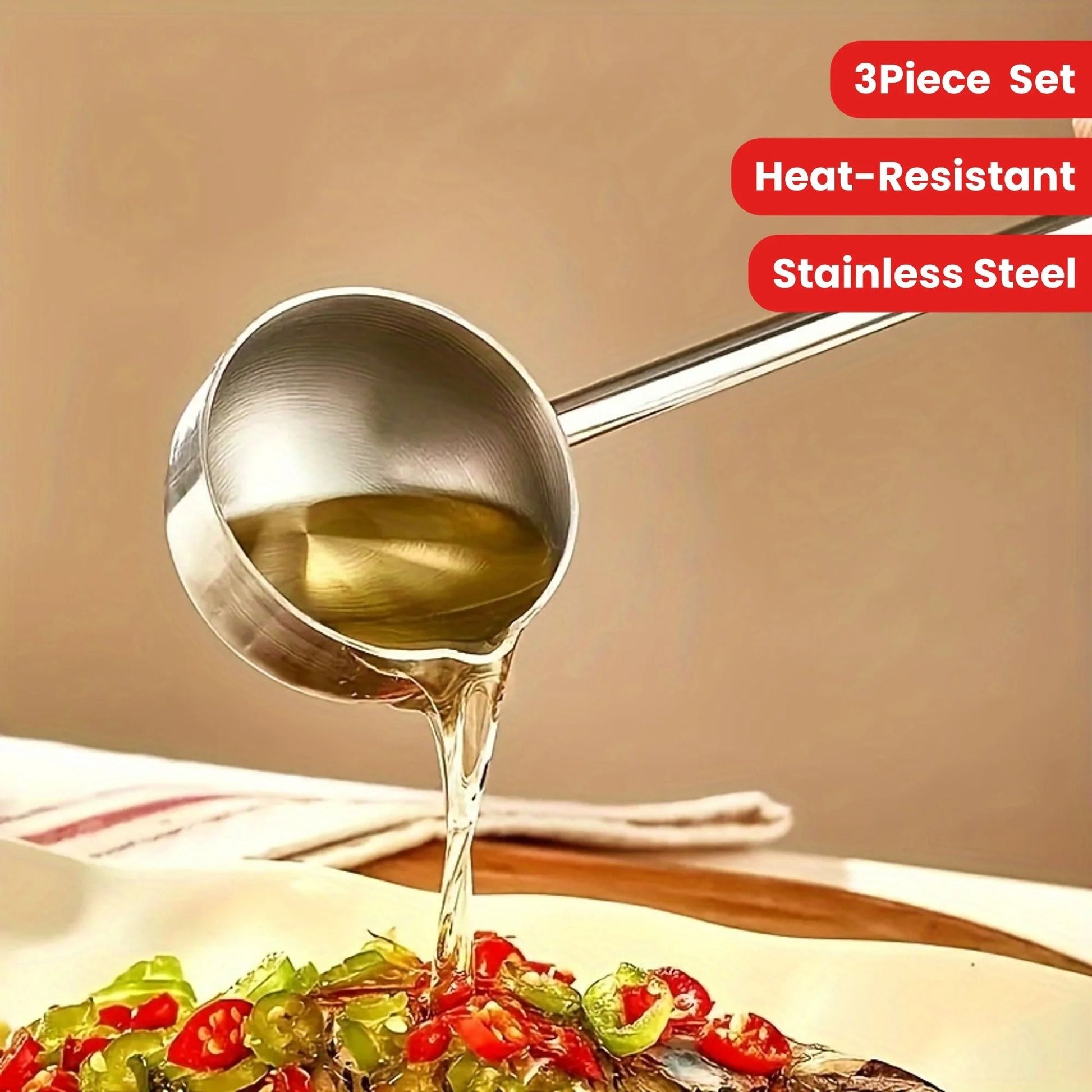 2-Piece Stainless Steel Soup Ladle Set – Long Handle Cooking Spoons for Serving and Kitchen Use