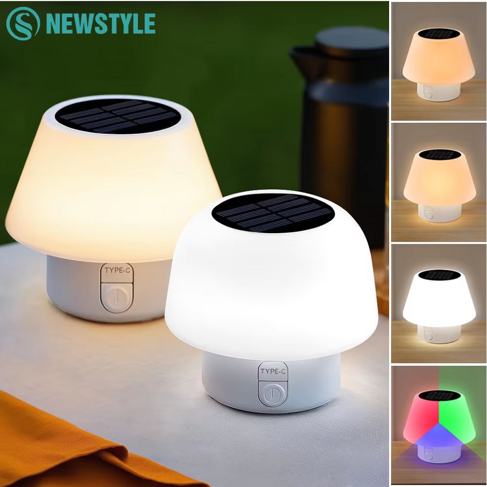 Solar Mushroom Mini Table Lamp – Portable USB & Solar Powered Night Light for Outdoor Patio, Camping & Indoor Ambience