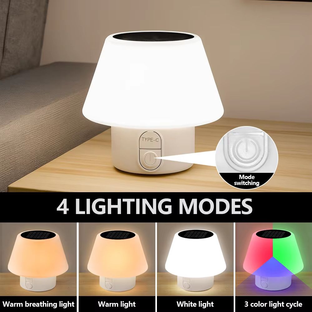 Solar Mushroom Mini Table Lamp  Portable USB  Solar Powered Night Light For Outdoor Patio Camping   2