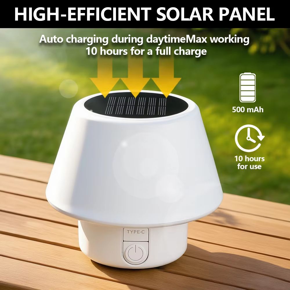 Solar Mushroom Mini Table Lamp  Portable USB  Solar Powered Night Light For Outdoor Patio Camping   4