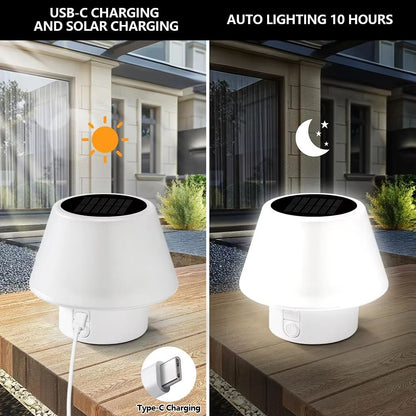 Solar Mushroom Mini Table Lamp  Portable USB  Solar Powered Night Light For Outdoor Patio Camping   5