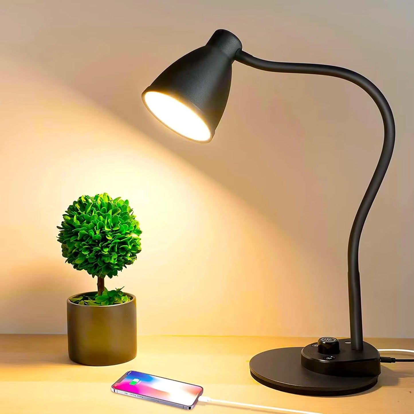 USB-C Dimmable LED Desk Light – 3-Mode Reading Lamp with Intelligent Auto Dimming & Task Lighting
