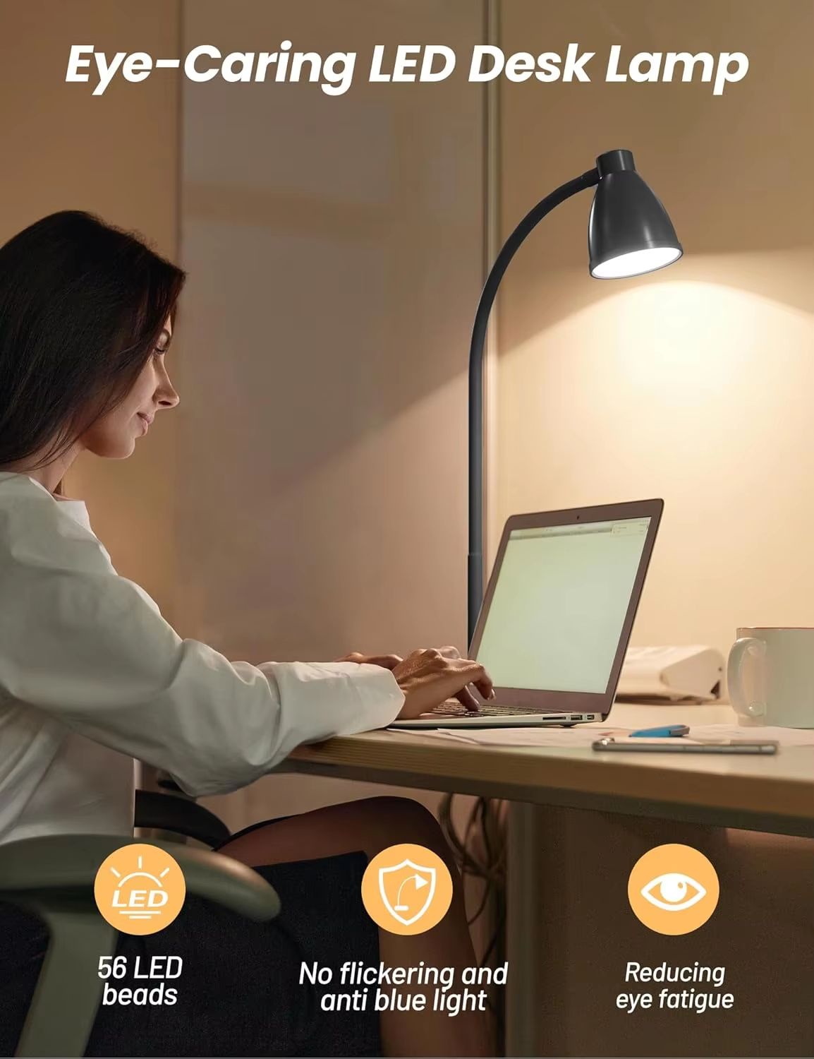 USBC Dimmable LED Desk Light  3Mode Reading Lamp With Intelligent Auto Dimming  Task Lighting 2