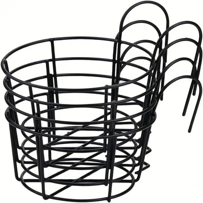 Stylish Round Metal Hanging Planters 4 Piece Set For Balcony Garden Indoor Decor 1