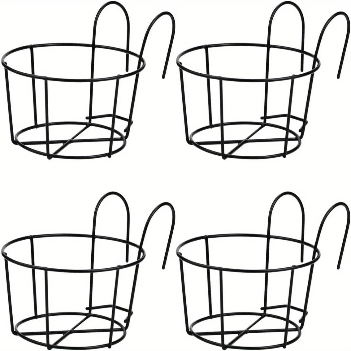 Stylish Round Metal Hanging Planters 4 Piece Set For Balcony Garden Indoor Decor 6