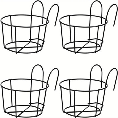 Stylish Round Metal Hanging Planters 4 Piece Set For Balcony Garden Indoor Decor 6