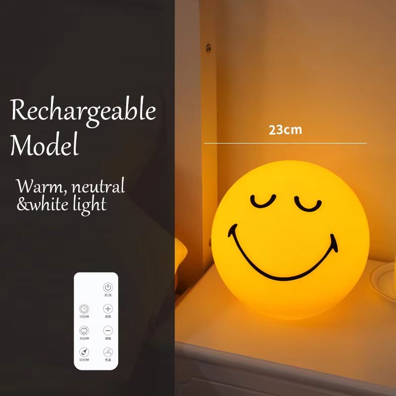 Smiley Sphere USBRechargeable Night Lamp  Squint  Wink Dimmable Atmosphere Light 5