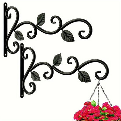 Rustic Wrought Iron Wall Bracket Plant Hooks 2 Pack For Indoor And Outdoor Use 2