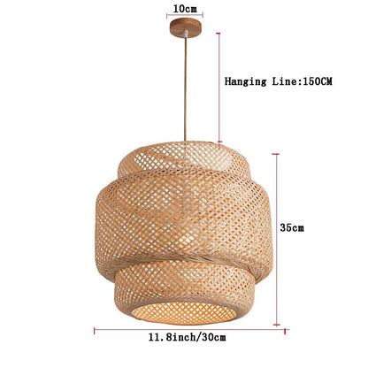Bamboo Lantern Pendant Light  HandWoven Natural RattanWicker E27 Hanging Fixture For Home  Restaura 6