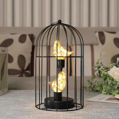 Birdcage Decorative Table Lamp  Cordless Accent Light With Warm White Fairy Lights For Home  Event  3