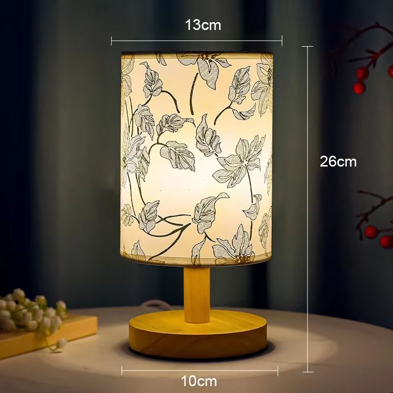 Modern Square ChineseStyle Fabric Table Lamp  Dimmable LED Bedside Light With EU Plug 9