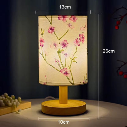 Modern Square ChineseStyle Fabric Table Lamp  Dimmable LED Bedside Light With EU Plug 8