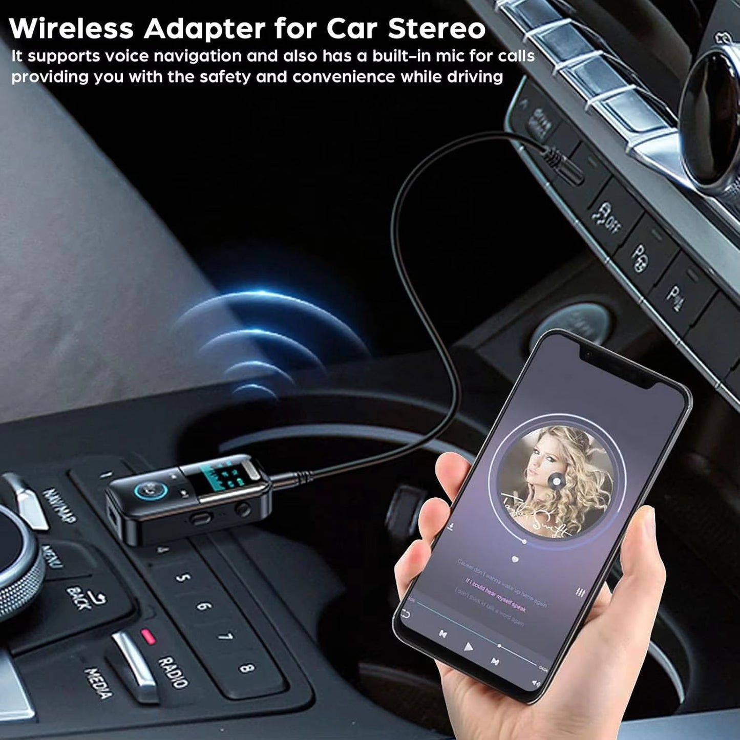 Bluetooth 54 35 Mm AUX Audio TransmitterReceiver  LED Display Wireless Adapter For Car  Home Stereo 2