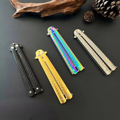 CSGOStyle Butterfly Comb  Foldable Stainless Steel Practice Toy Beginner Balisong Trainer 1