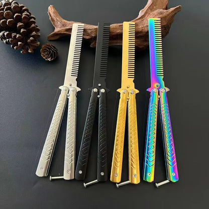 CSGOStyle Butterfly Comb  Foldable Stainless Steel Practice Toy Beginner Balisong Trainer 4