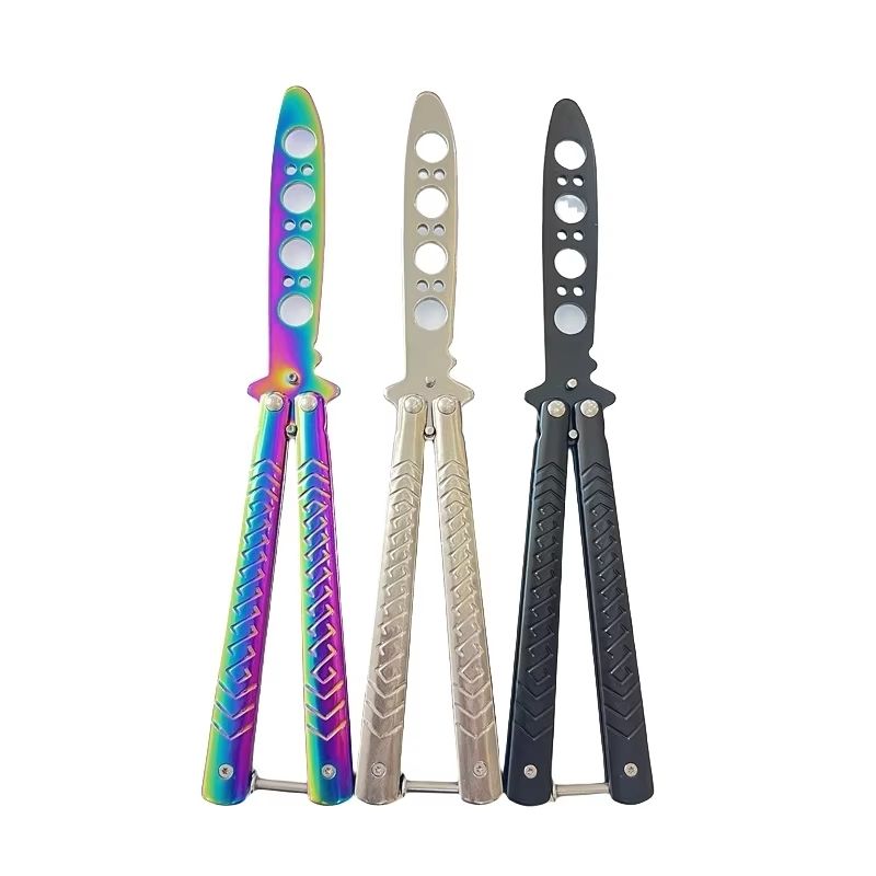 CSGOStyle Butterfly Comb  Foldable Stainless Steel Practice Toy Beginner Balisong Trainer 5